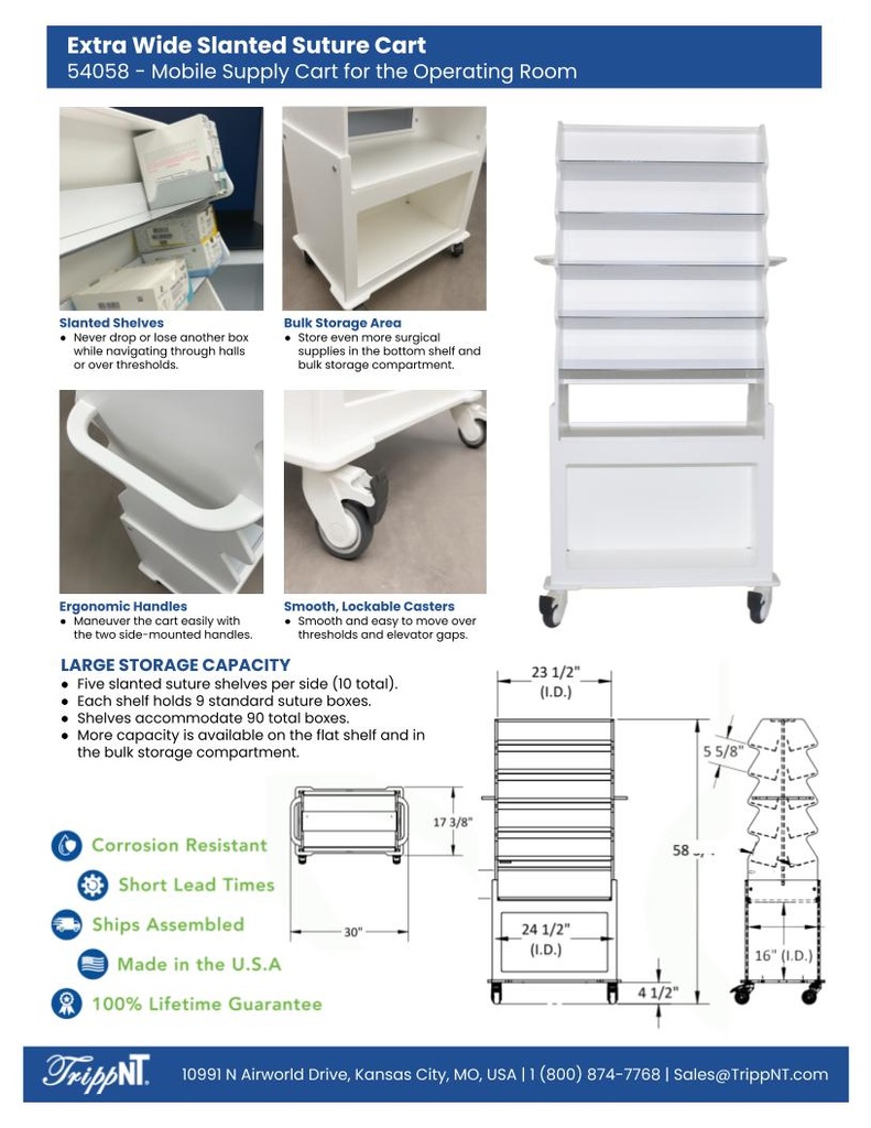 Extra Wide Slanted Suture Cart | TrippNT